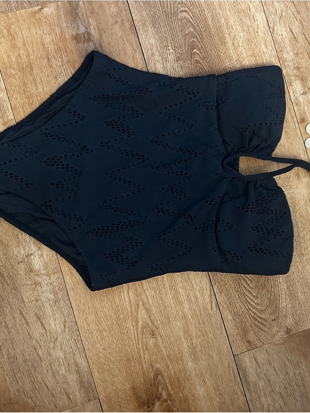Seafolly Black Lace-Texture One-Piece Swimsuit